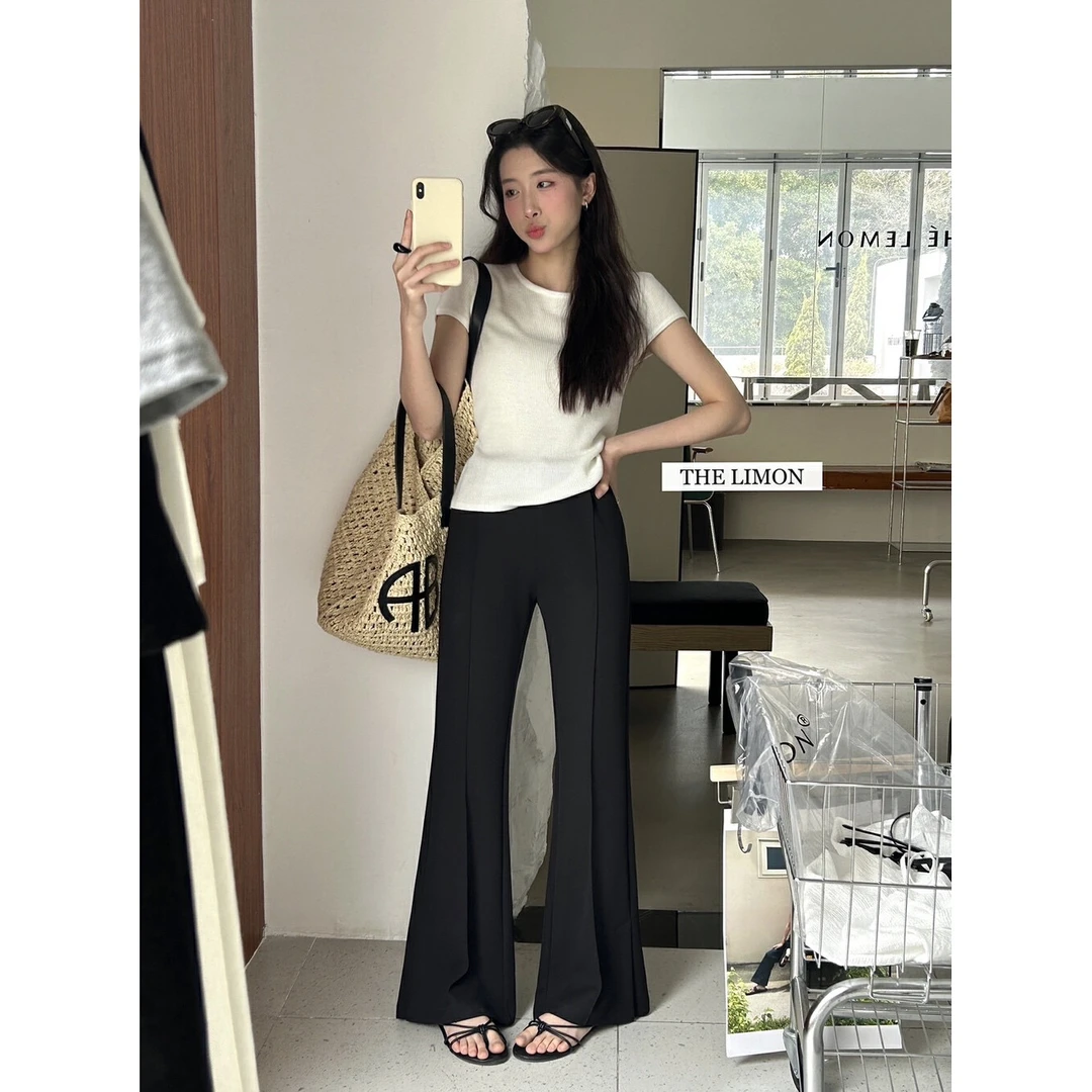 8279#bi入款神裤！敲显瘦显腿长微喇休闲裤