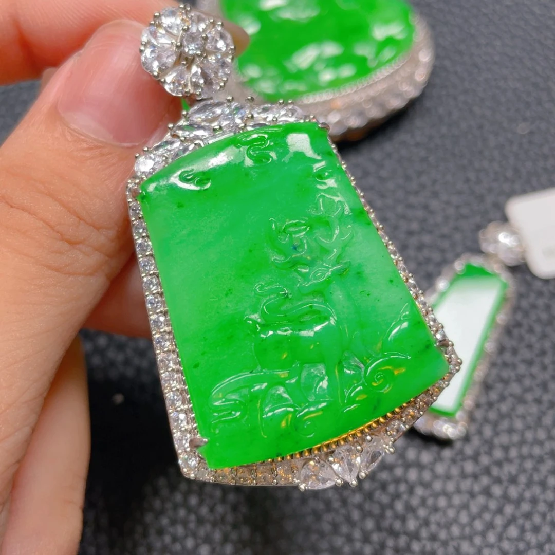 【闪购商品】翡翠银S925镶嵌吊坠(不含链)翡翠