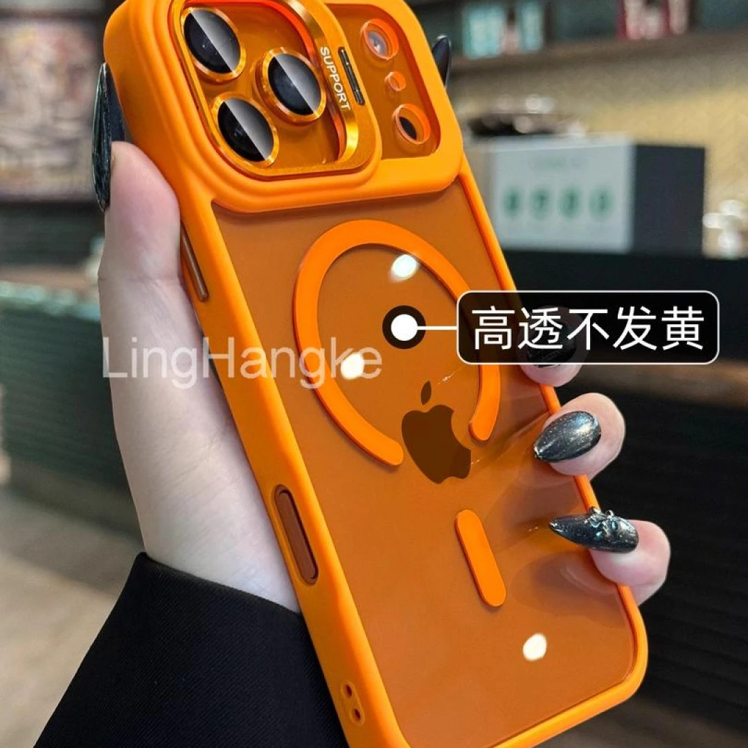 适用iphone17手机壳隐形折叠支架17promax磁吸16/pro透明防摔高透