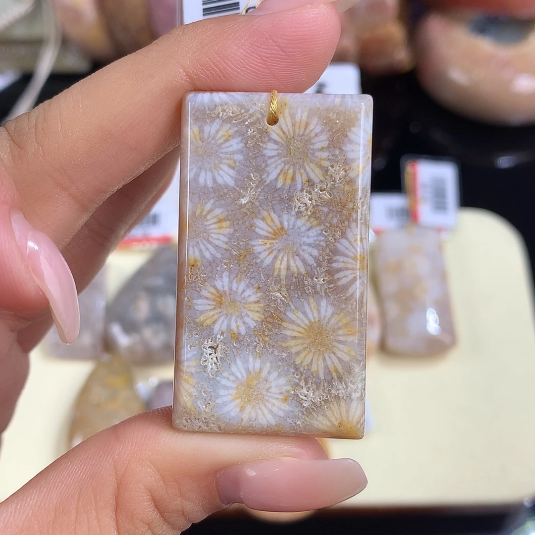 吊坠(赠链)未镶嵌硅化珊瑚（珊瑚玉）11号向日葵50漏30