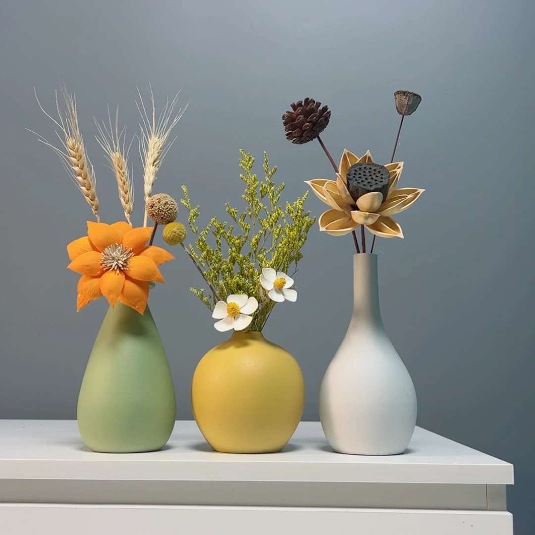 摆件景德镇手作陶瓷花瓶摆件无孔