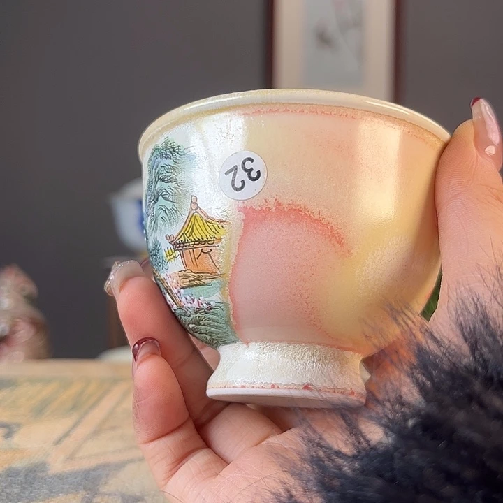 摆件佳*姐景德柴烧茶杯多人