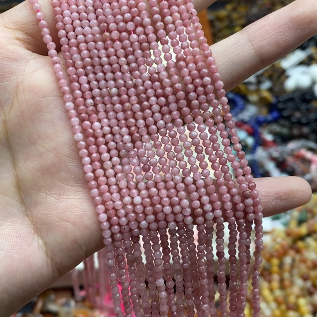 玛瑙/玉髓未镶嵌珠宝半成品一条纯天然粉澳宝切面2.4mm