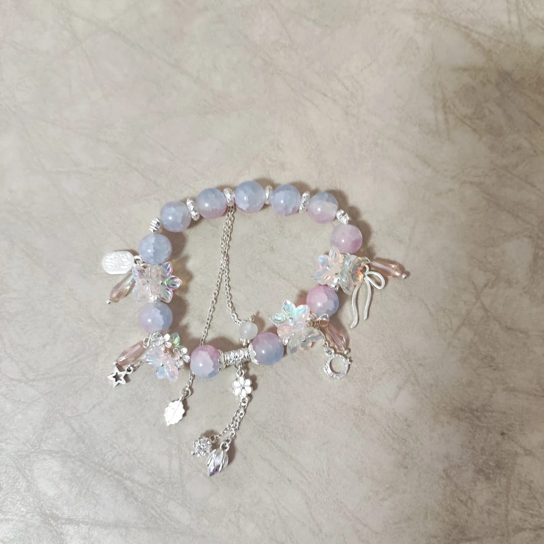 合金琉璃手链 DIY合金琉璃手链仙女风蝴蝶碎珠甜美手串气质显白
