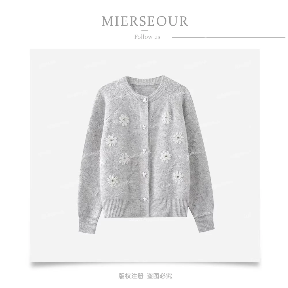 B8803秋季学院风圆领针织冬季毛针织衫小香风温柔时尚