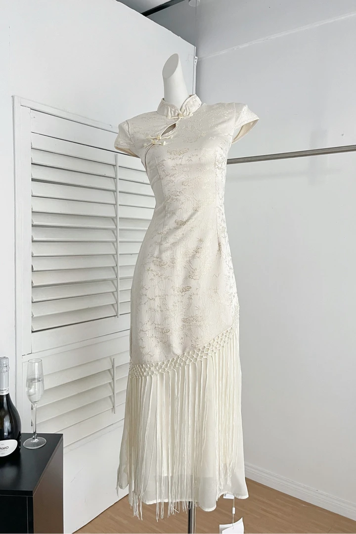 新中式国风EIA一尧关关雎鸠贵气千金旗袍连衣裙女夏气质长裙结婚