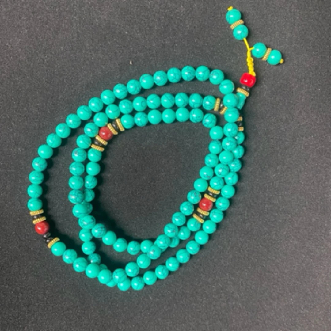 中性绿色佛珠男女通用时尚长链混搭风QM03