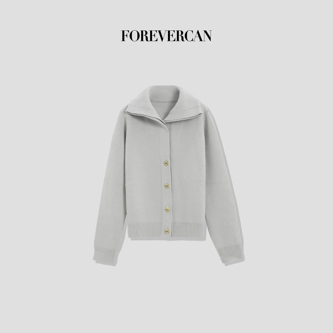 FOREVERCAN“松萝”双层领单排扣翻领针织开衫外套 MY4369