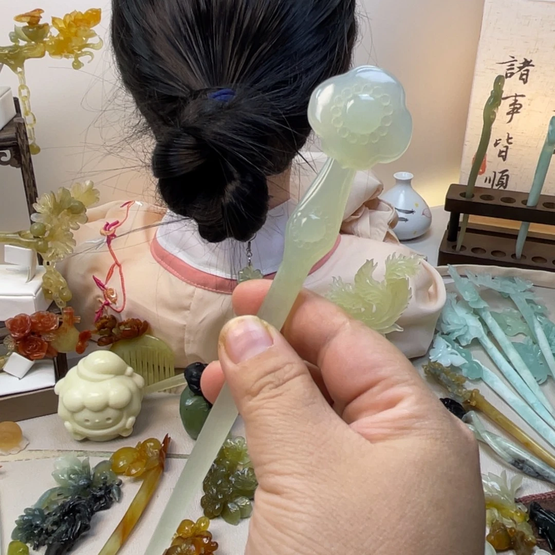 蛇纹石玉合金发饰