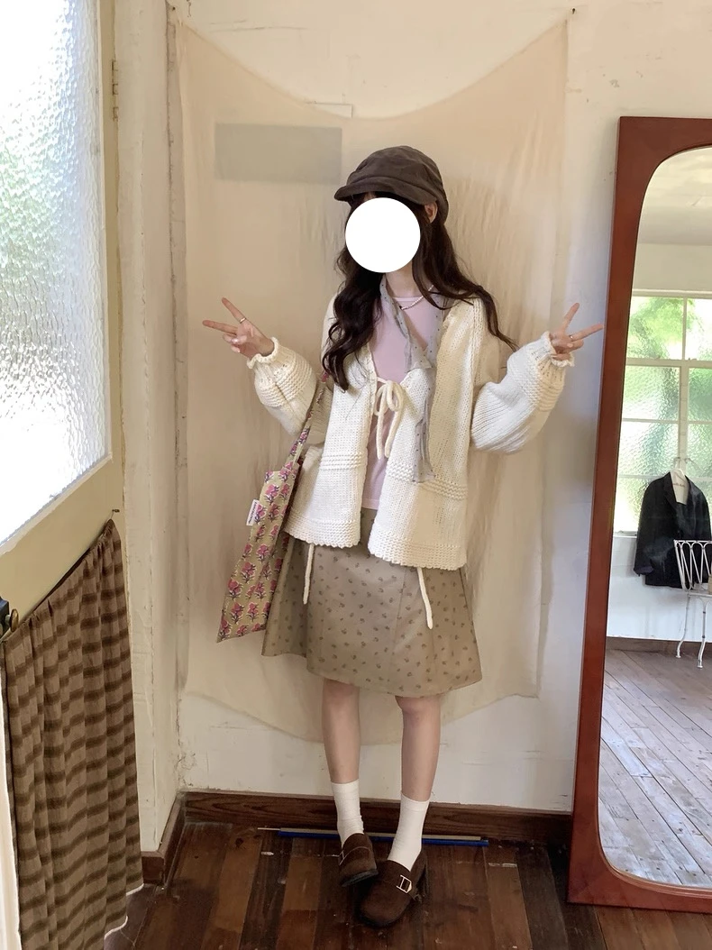 【To Blooms】韩系慵懒风灯笼袖针织开衫女毛衣外套