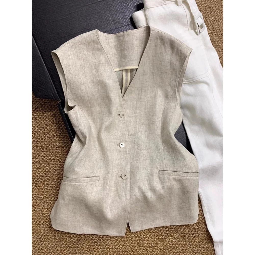 今年流行爆款~老钱风燕麦色高端马甲女2025夏季外穿百搭背心上衣