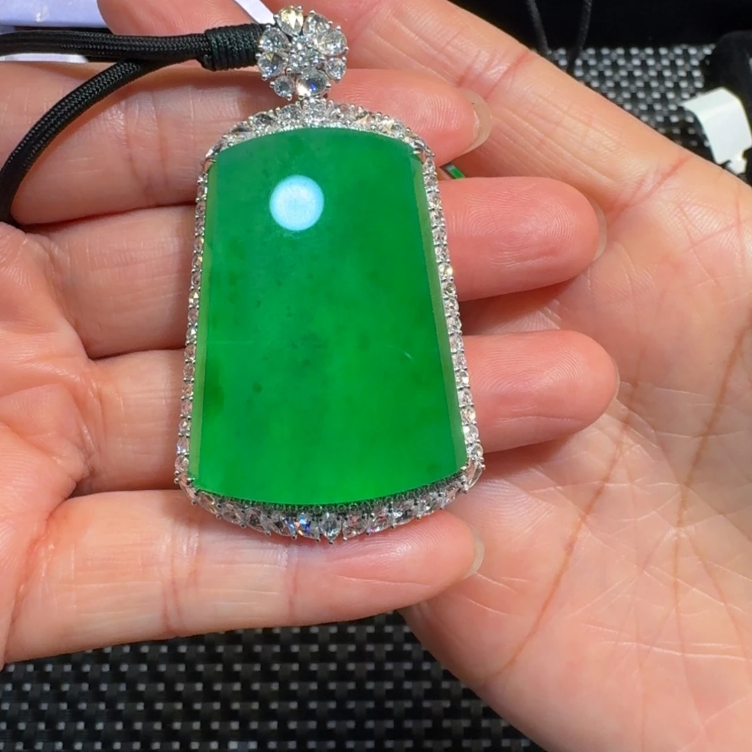 灵***儿翡翠18K金镶嵌颈饰
