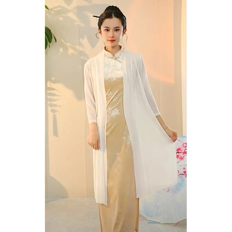 A102678,夏季冰丝百搭高级感中长披肩外搭防晒开衫外套