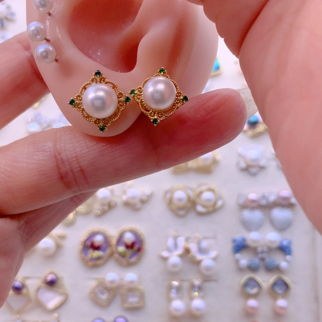 淡水珍珠耳饰合金