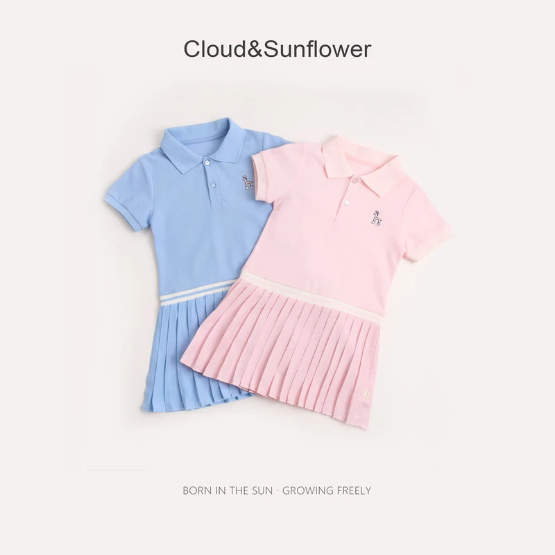 【云朵小葵】女童春季哈哈两粒扣方领连衣裙1114038