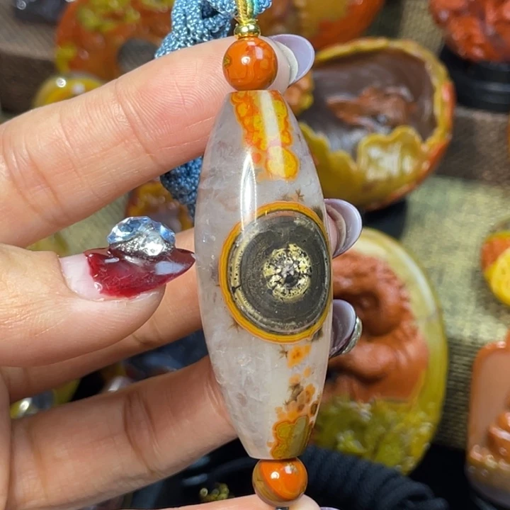 玛瑙/玉髓未镶嵌珠宝奇石品质天眼天珠1990