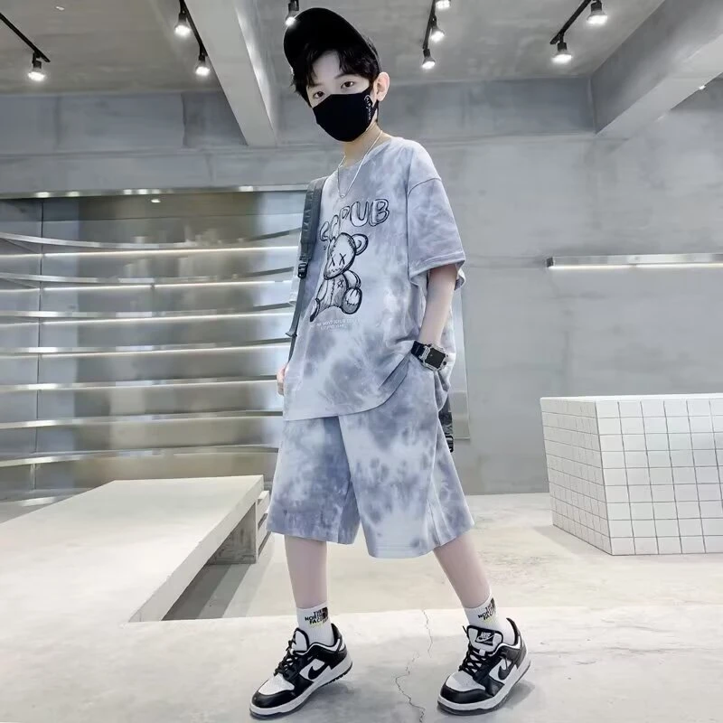 男童夏季短袖t恤套装2025新款儿童夏装帅气时髦童装男孩衣服痞帅