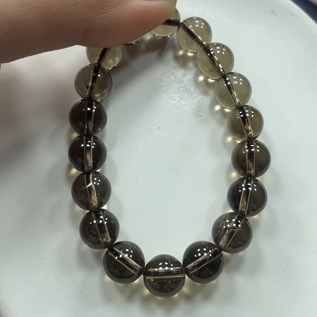 水晶手链未镶嵌透体茶水晶手串9M+