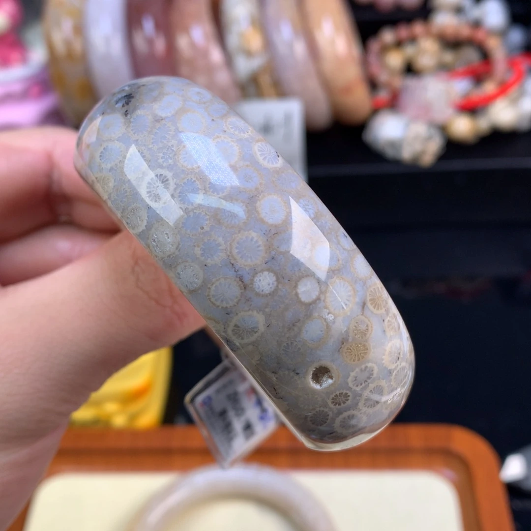 硅化珊瑚（珊瑚玉）未镶嵌颈饰83号54.6圈灰咖色柠檬