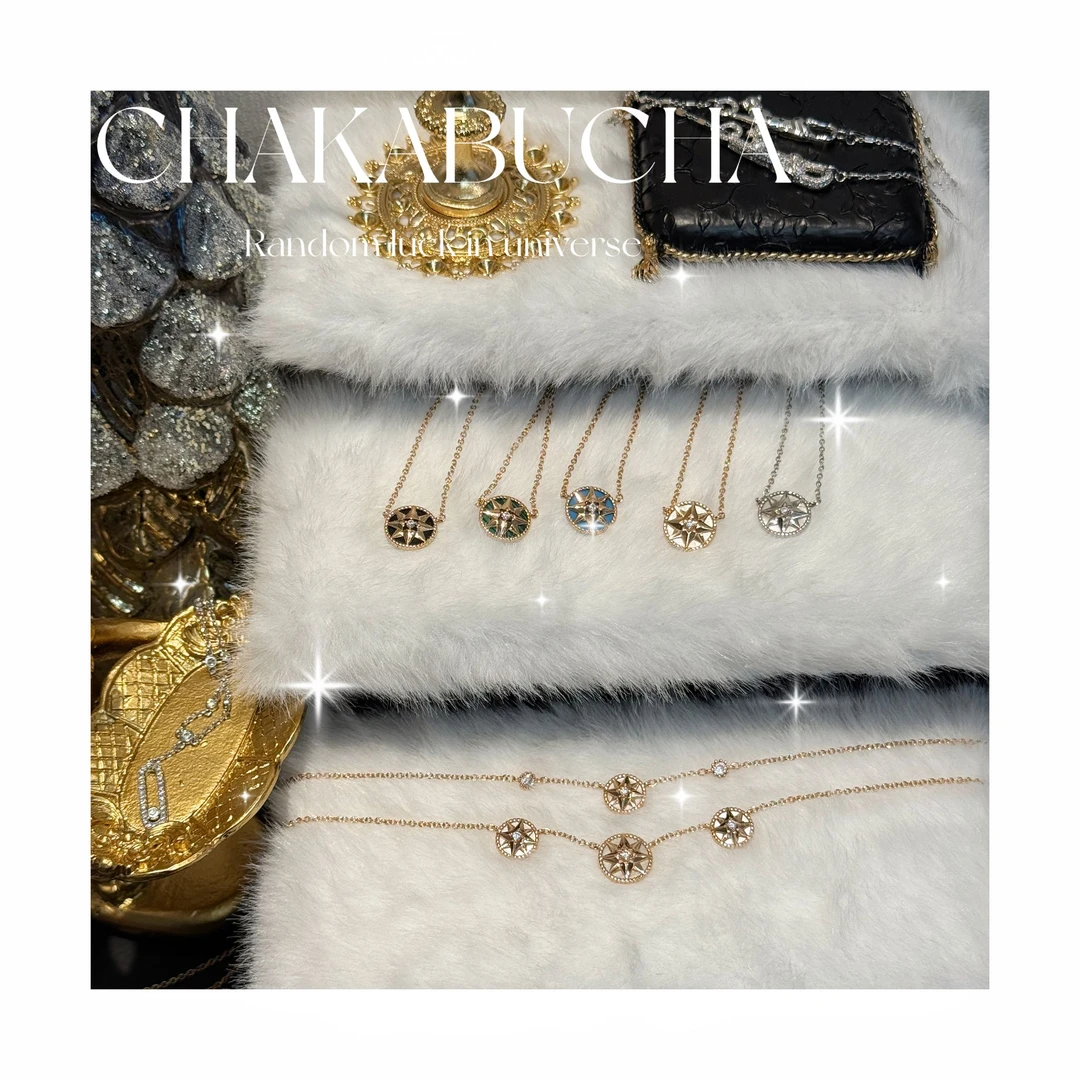 合金项链 经典八芒星罗盘小众轻奢项链镶钻镀坠链百搭时尚