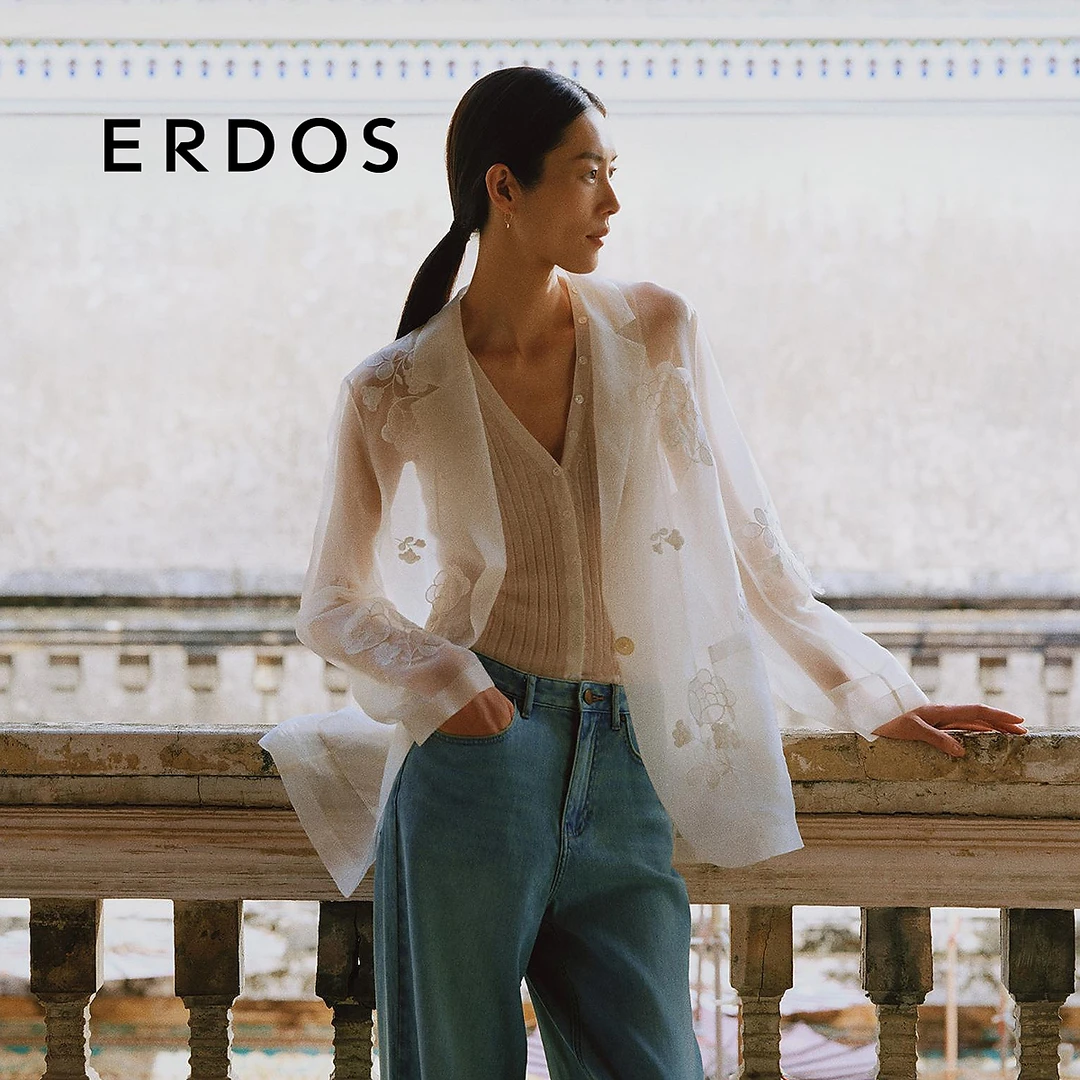 【刘雯同款】ERDOS 真丝欧根纱花朵装饰西装外套春