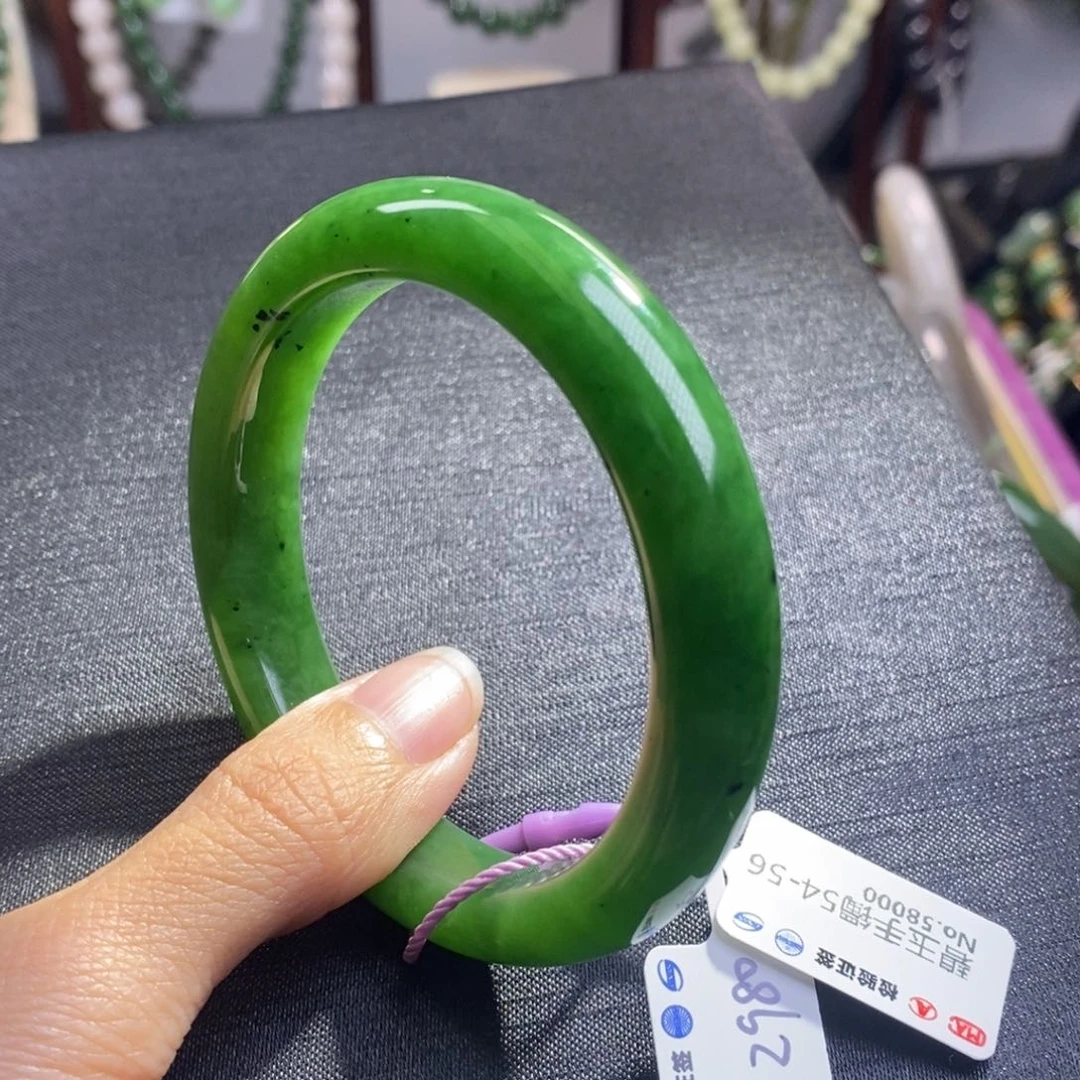 和田玉碧玉手镯55.3圈口未镶嵌