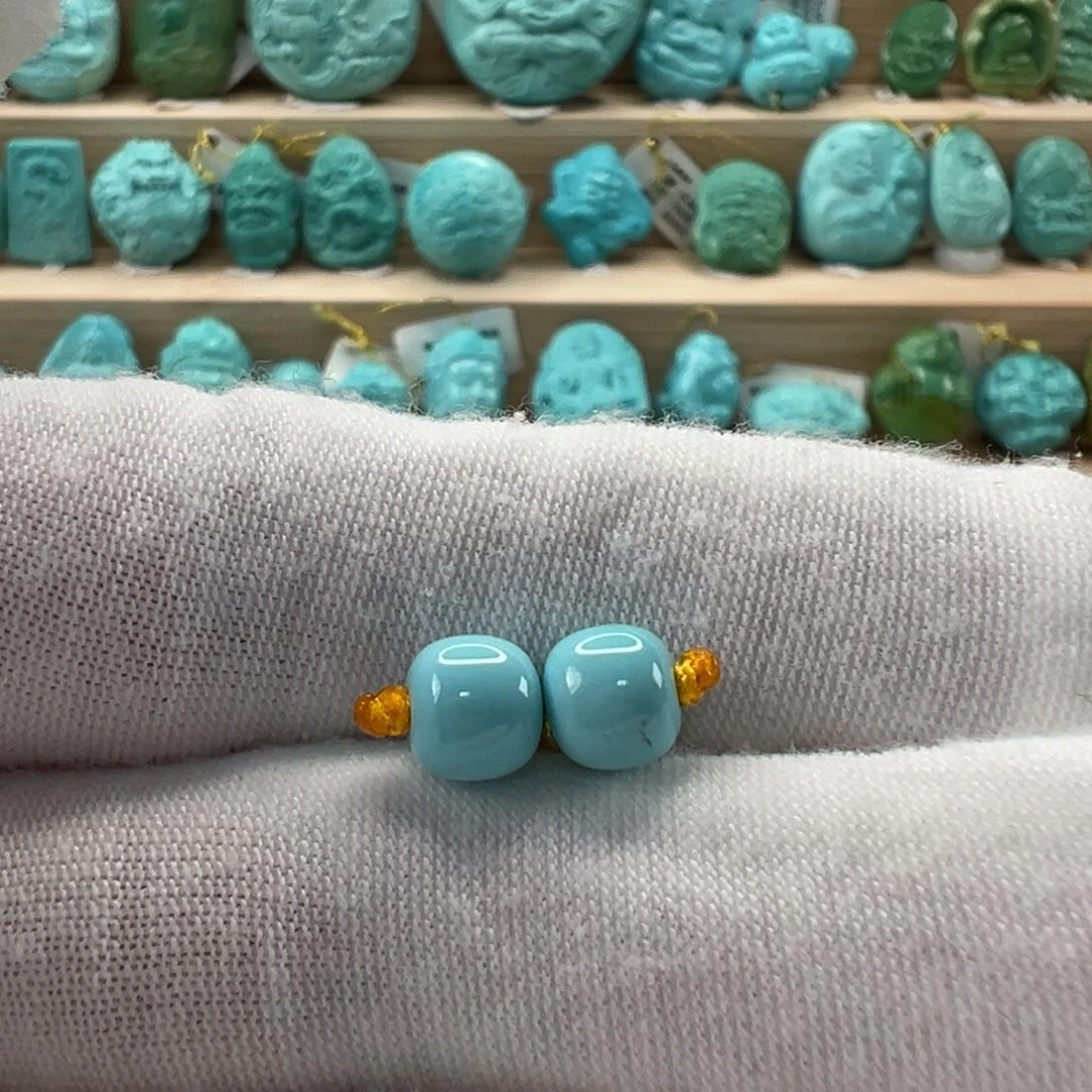 未镶嵌绿松石老型对珠6.5x5.9mm