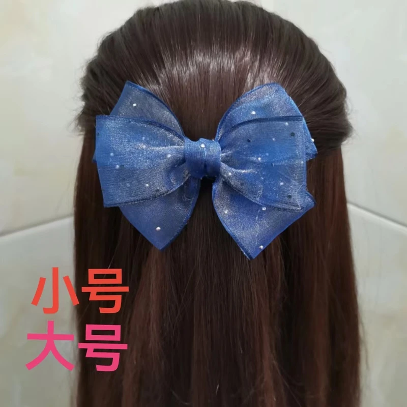 韩国绢花布艺甜美气质发夹新款蝴蝶顶夹横夹发饰弹簧头饰马尾发卡