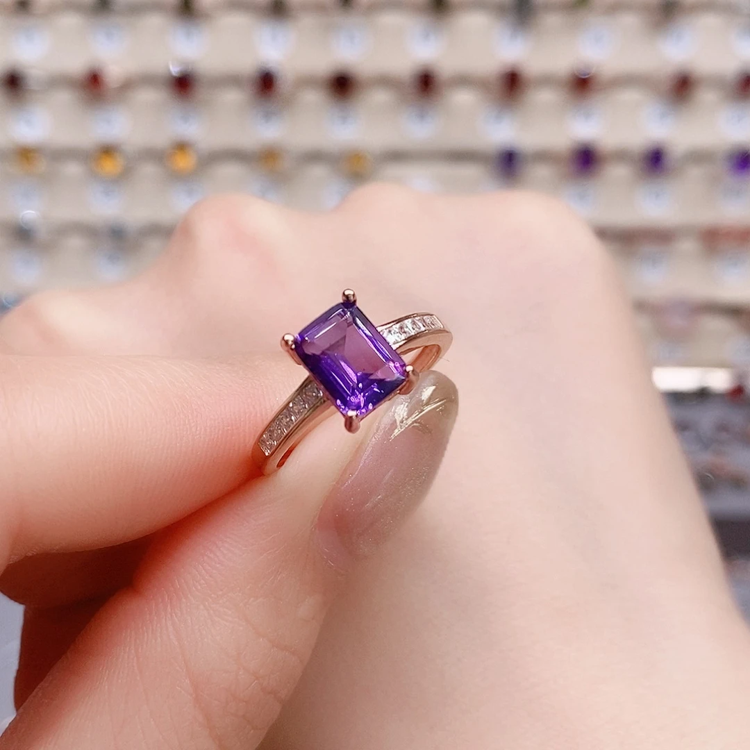 水晶戒指银S925镶嵌戒指