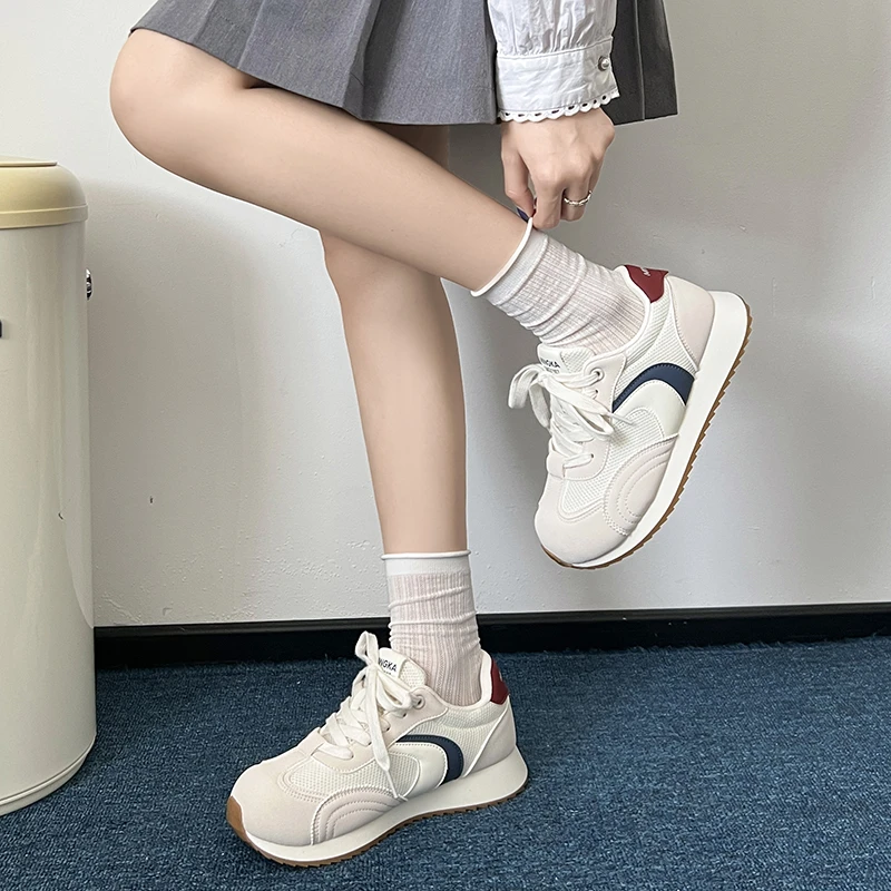 2025新款轻便厚底运动休闲德训鞋女百搭夏秋季网面透气非铄阿甘鞋