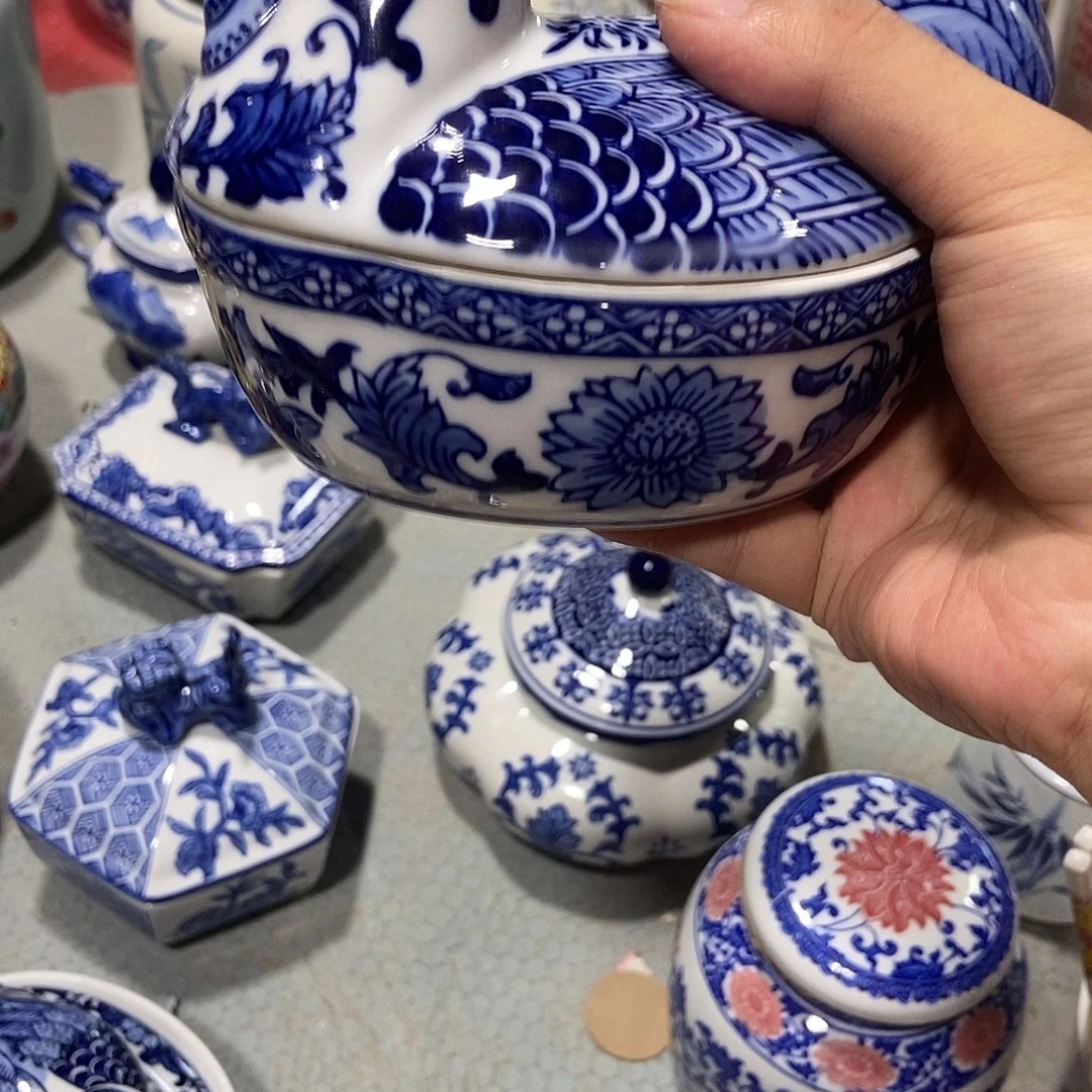 艳***子瓷片景德镇陶瓷罐鸡一个