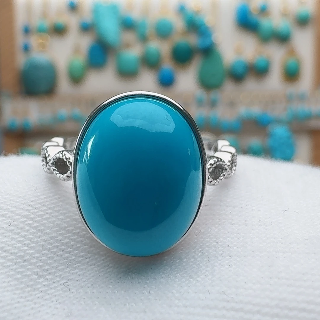 绿松石银S925镶嵌戒指