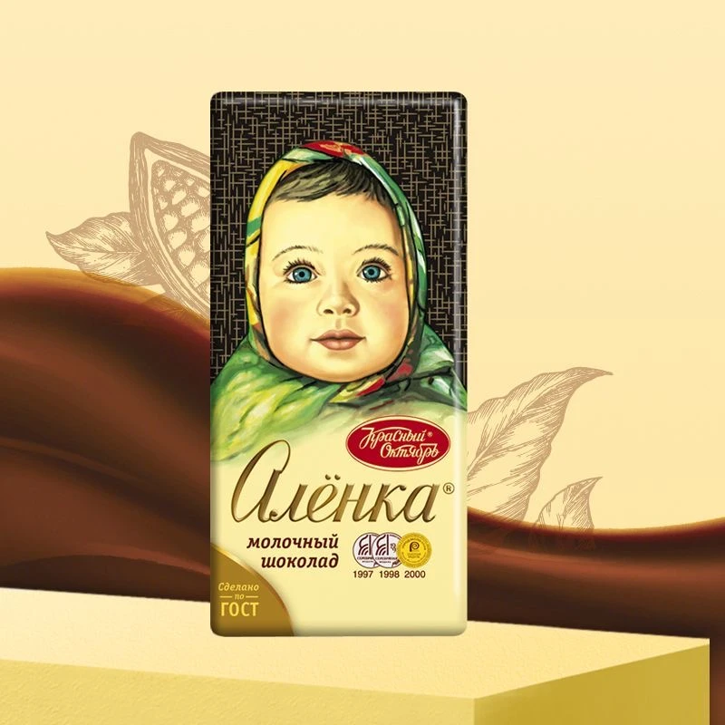 俄罗斯进口爱莲巧大头娃娃香浓牛奶巧克力90g