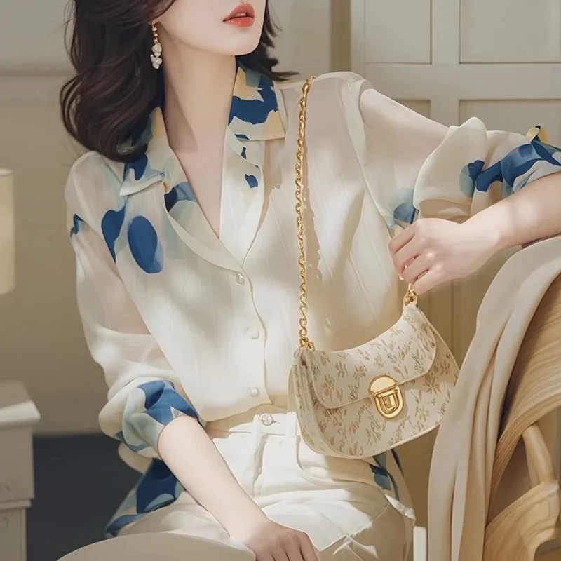 今年流行爆款2025春秋新款法式独特绝美小衫雪纺衬衫女士长袖上衣