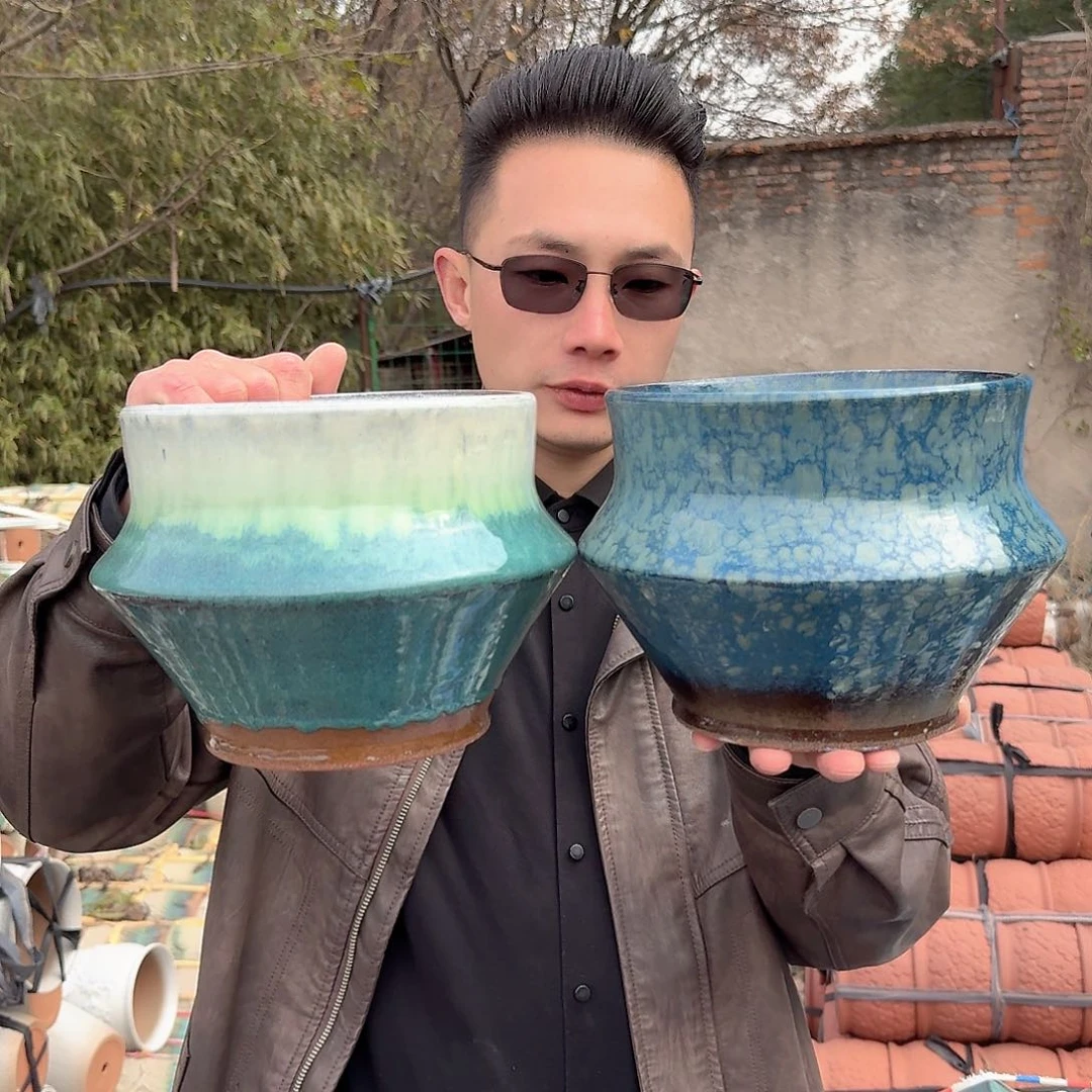 紫砂花盆口18高17（两个拼胡巴