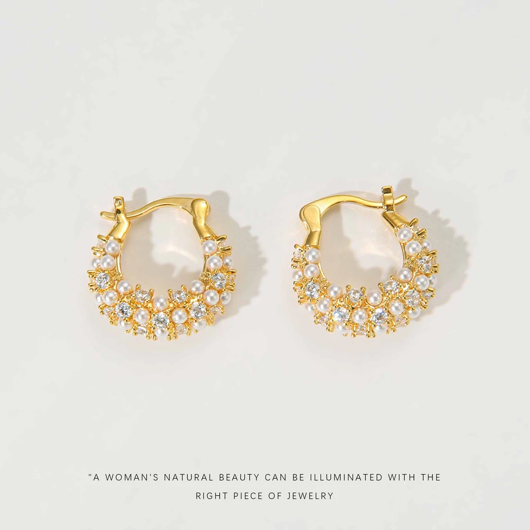 铜合金仿珍珠耳饰 耳环A442