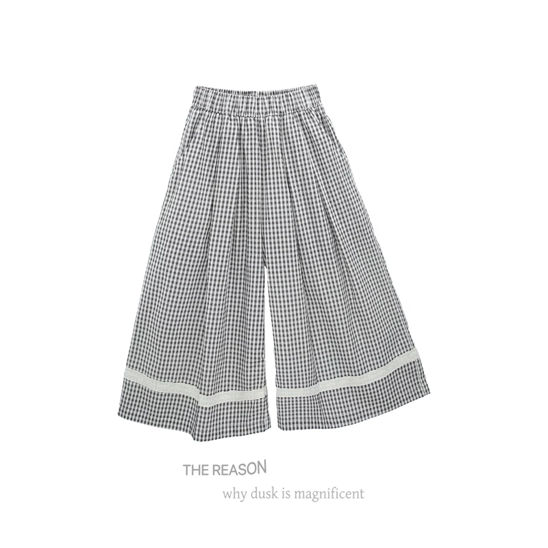 kk016  【夏款】韩版女童时尚宽松格子裤