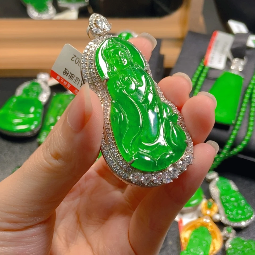 翡翠银S925镶嵌吊坠(不含链)