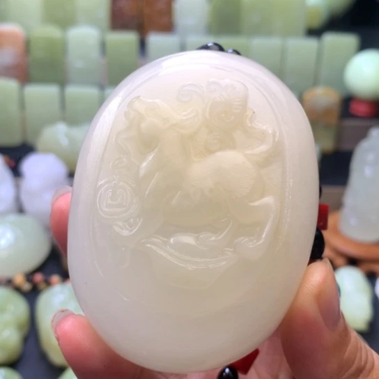 石材方解石手把件