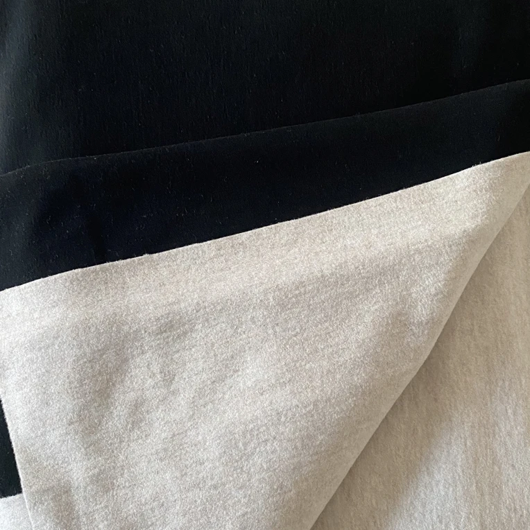 进口澳羊绒黑色AB面蚕丝羊绒奥绒磨毛发热保暖家居服打底衫面料