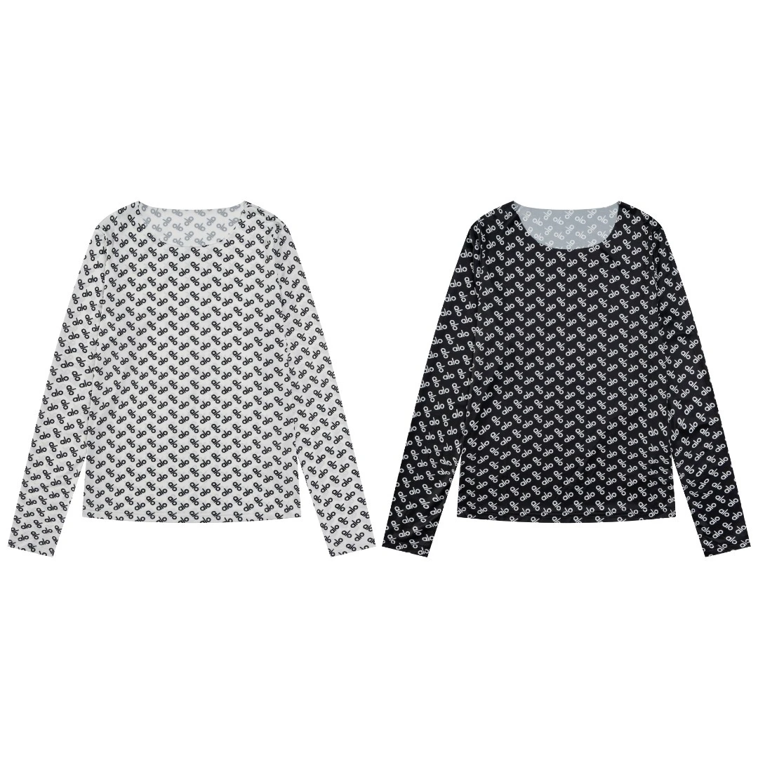 美式爆款防晒透视长袖ins纱网印花弹力修身打底T恤性感上衣女