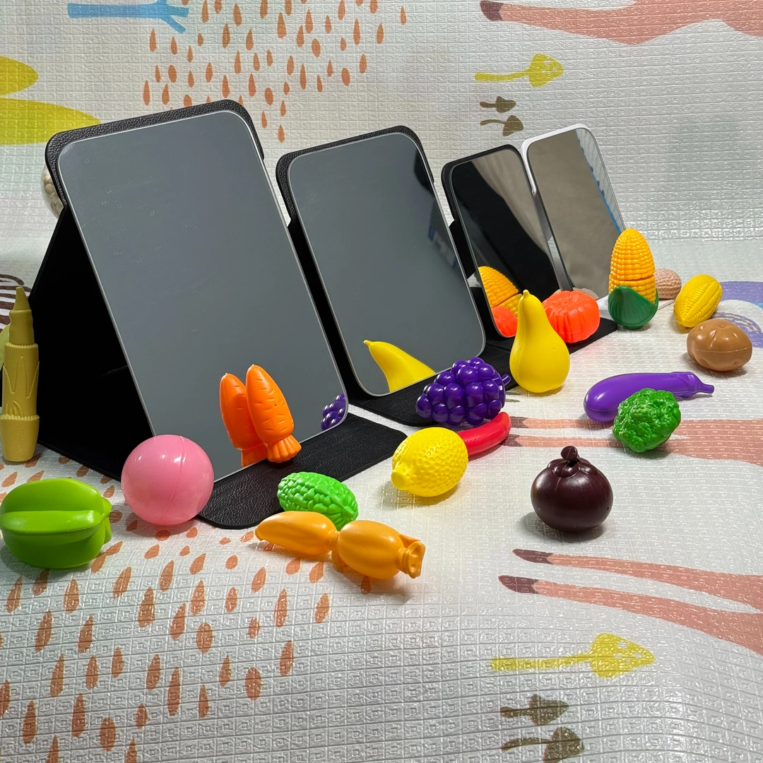 女生简约化妆镜折叠镜子全面屏用梳妆镜台式桌面旅行便携学生宿舍