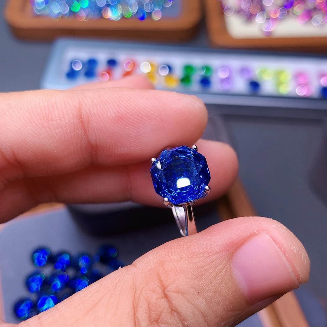 托帕石戒指银S925镶嵌