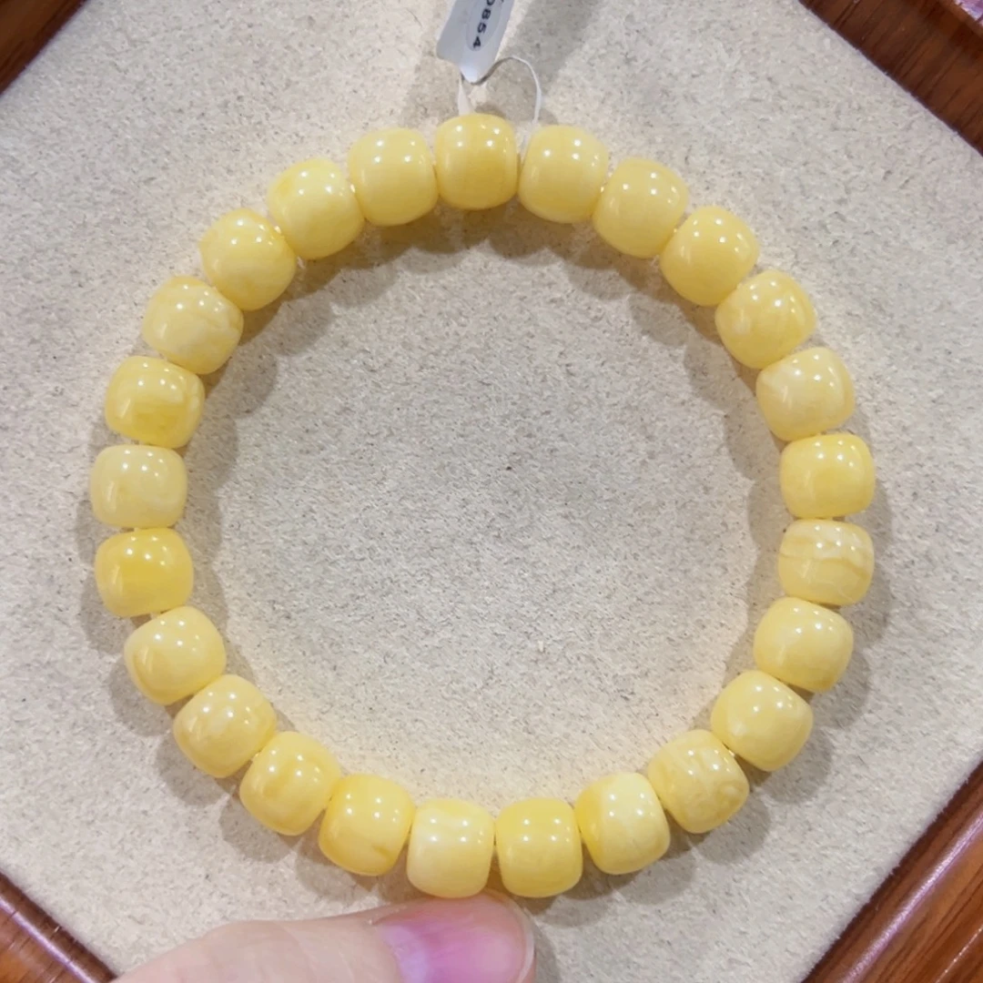 ****林蜜蜡未镶嵌手链8.5m浓蜡奶白