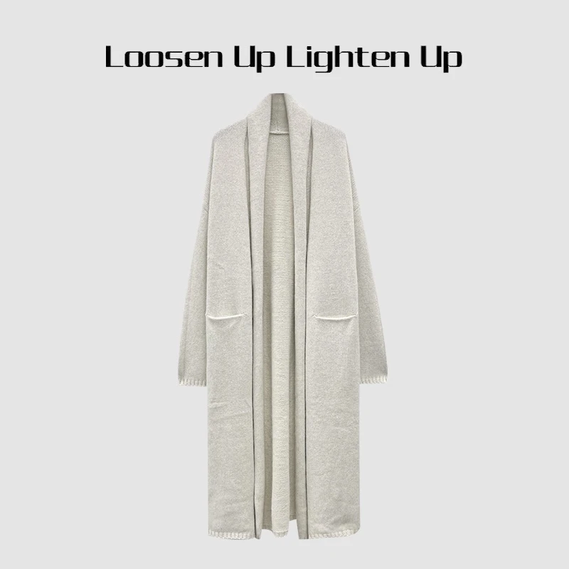 Loosen Up【纸片人大毛衣】特种纱宽松慵懒随性围裹领超长针织外套