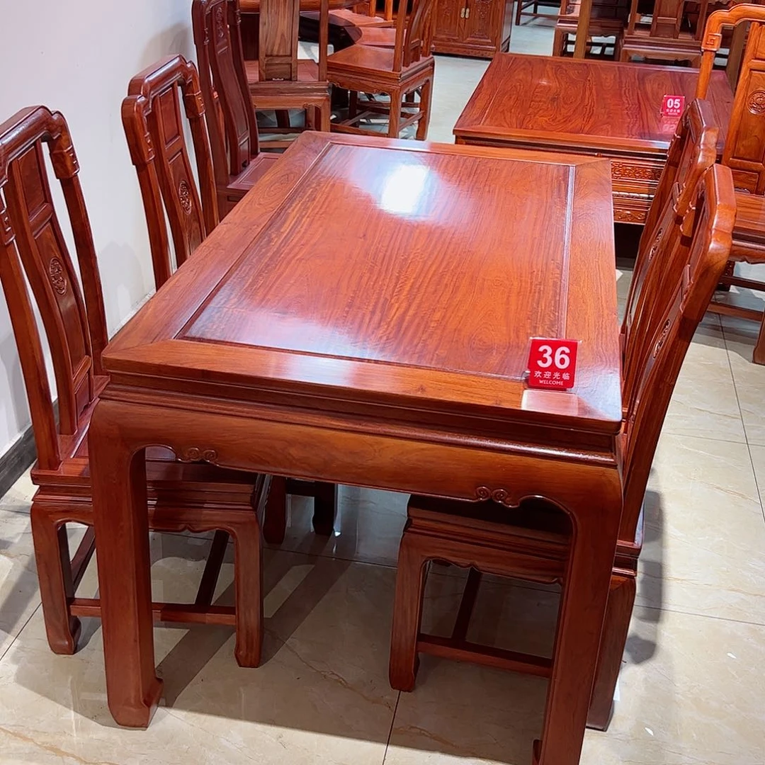 花梨木类成套家具缅花大果紫檀西餐桌一桌四椅