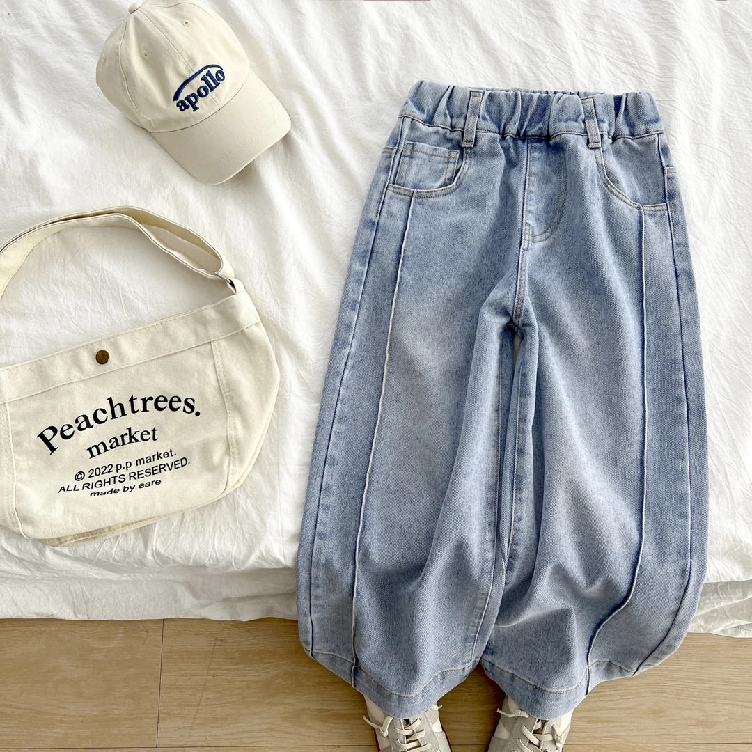 女童长裤2025春秋新款女童装中大童儿童百搭直筒牛仔裤MYMC1004