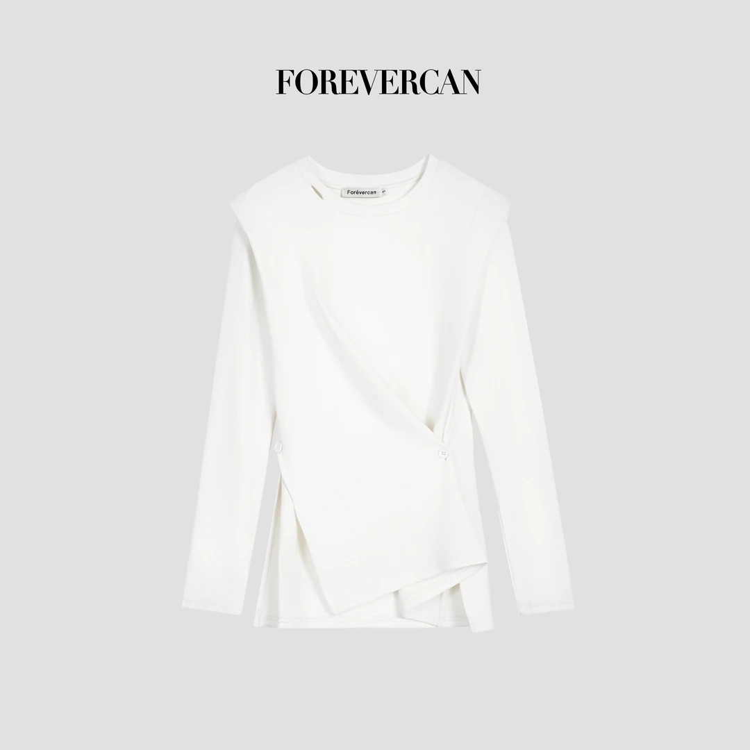 FOREVERCAN“自由旅者”结构主义不规则极简百搭长袖上衣CANWT16539