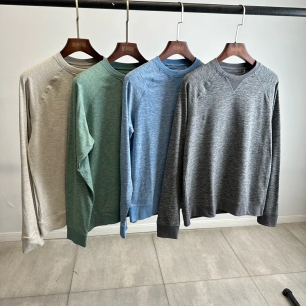 外贸秋冬男士软糯高弹力圆领卫衣长袖打底衫百搭保暖透气上衣5912