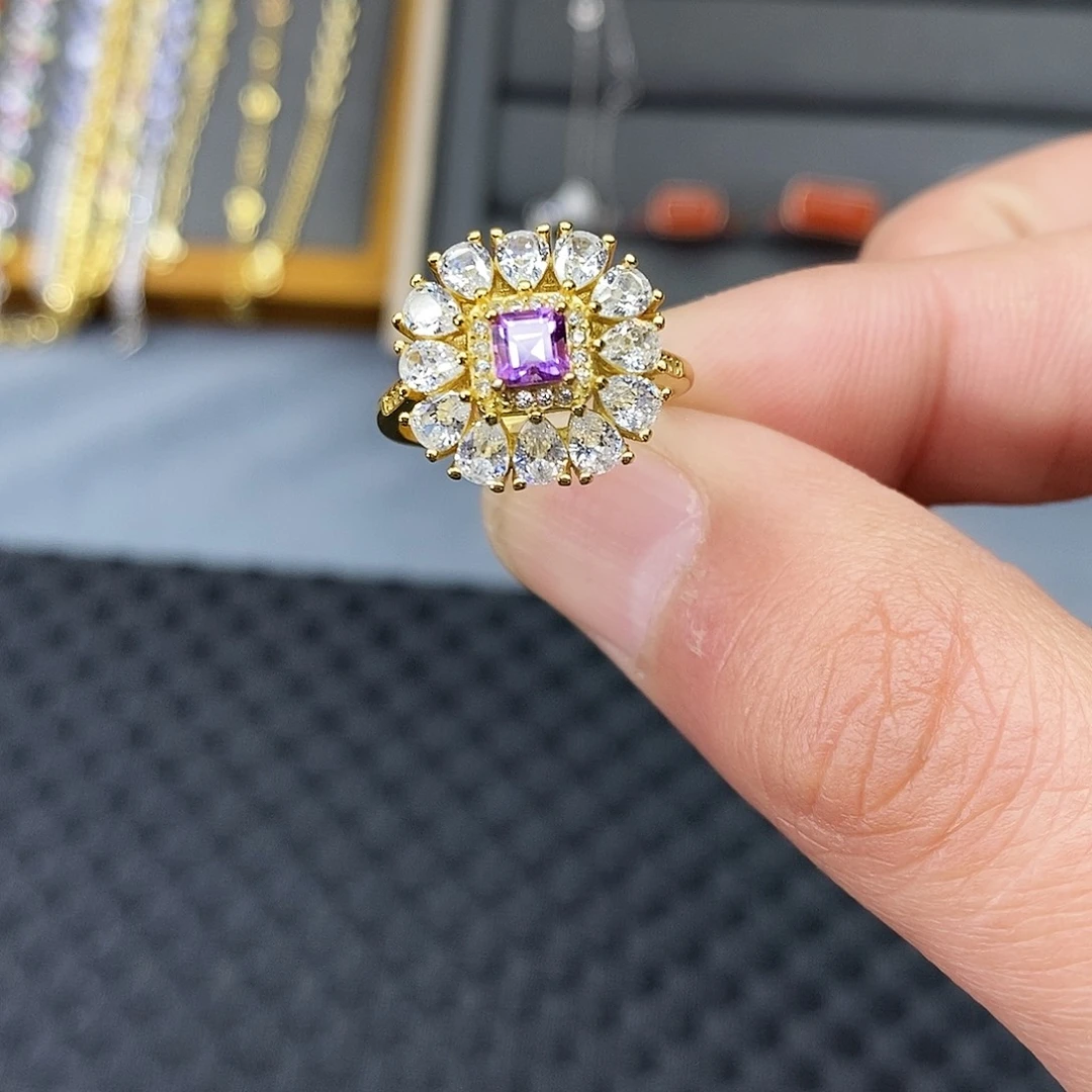 戒指银S925镶嵌蓝宝石